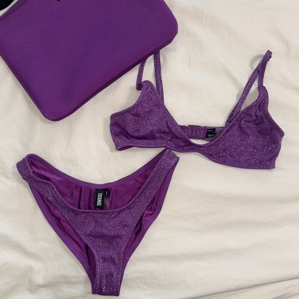 triangl swimwear Shimmery Purple Bikini Set